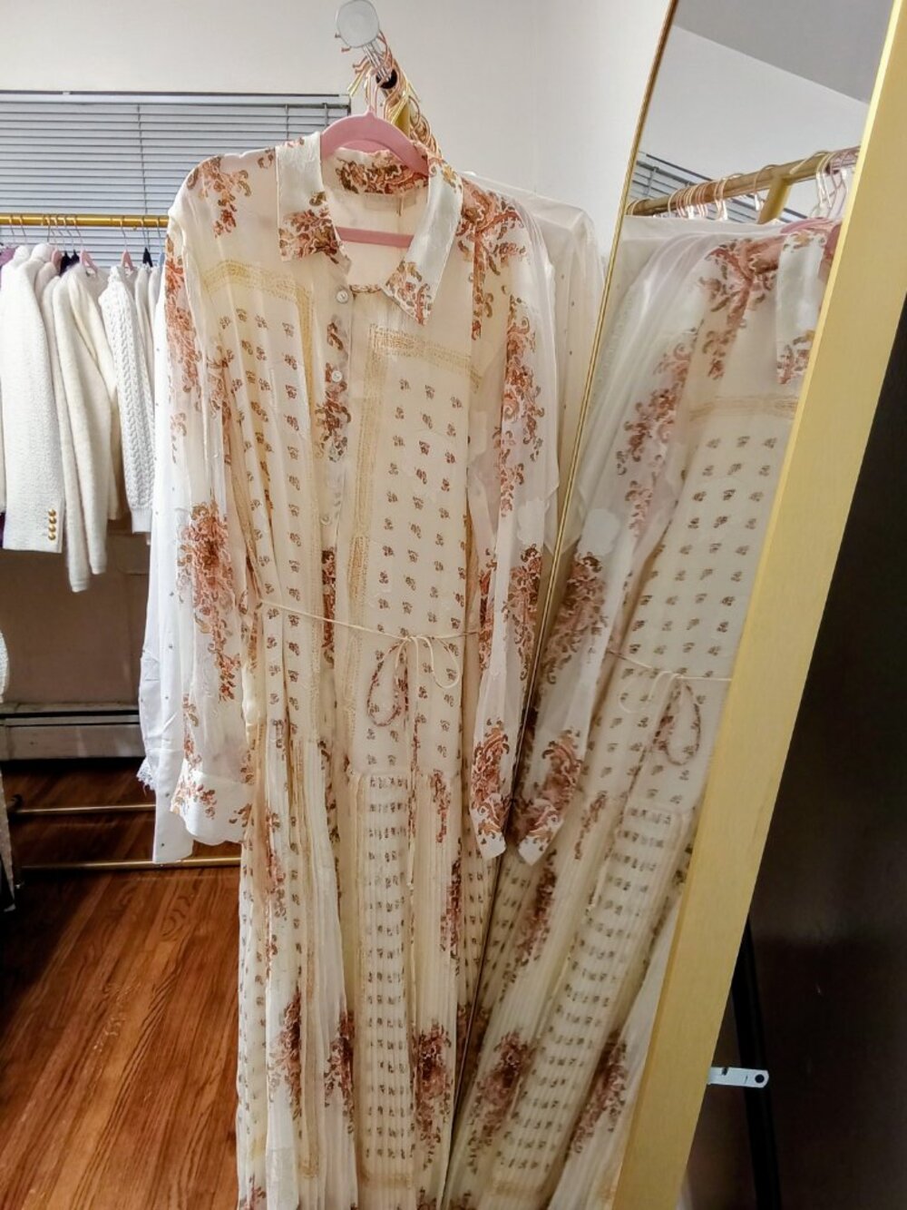 Ulla Johnson Emilie Drop Waist Long Sleeve Shirt Dress- Alabaster NWT - Picture 3 of 6